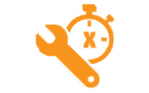 Orange ICON, stop watch and a wrench