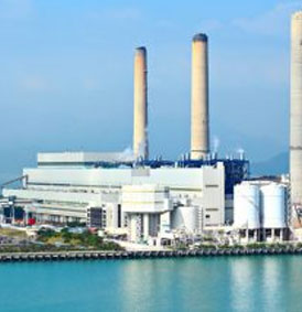 electrical power station, two chimneys